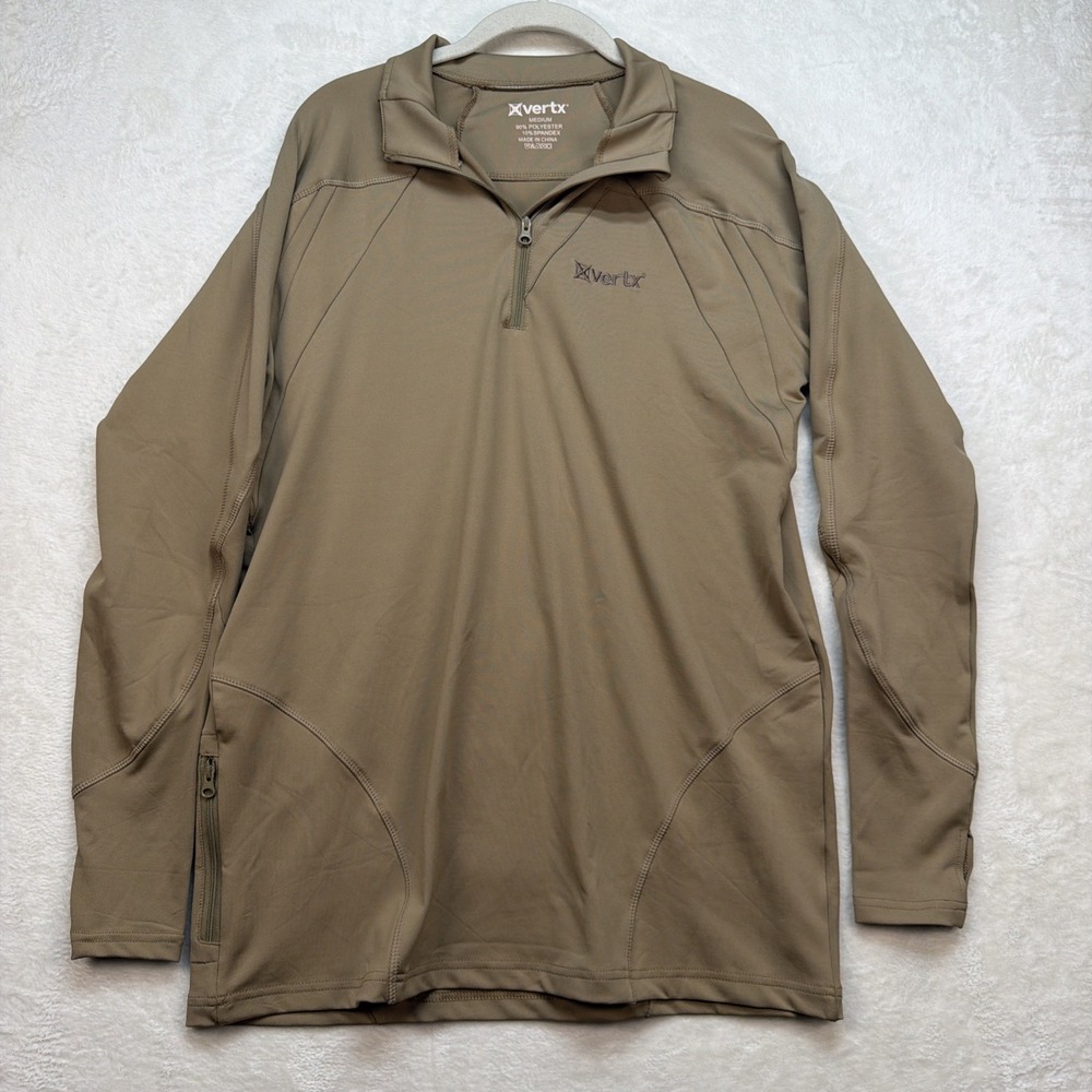 Vertx 1/4 Zip Pullover Mens‎ Medium Tactical Performance Shirt Stretch Tan